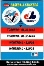1987 Fleer Toronto Blue Jays / Montreal Expos  Team Stickers Blue Jays Back