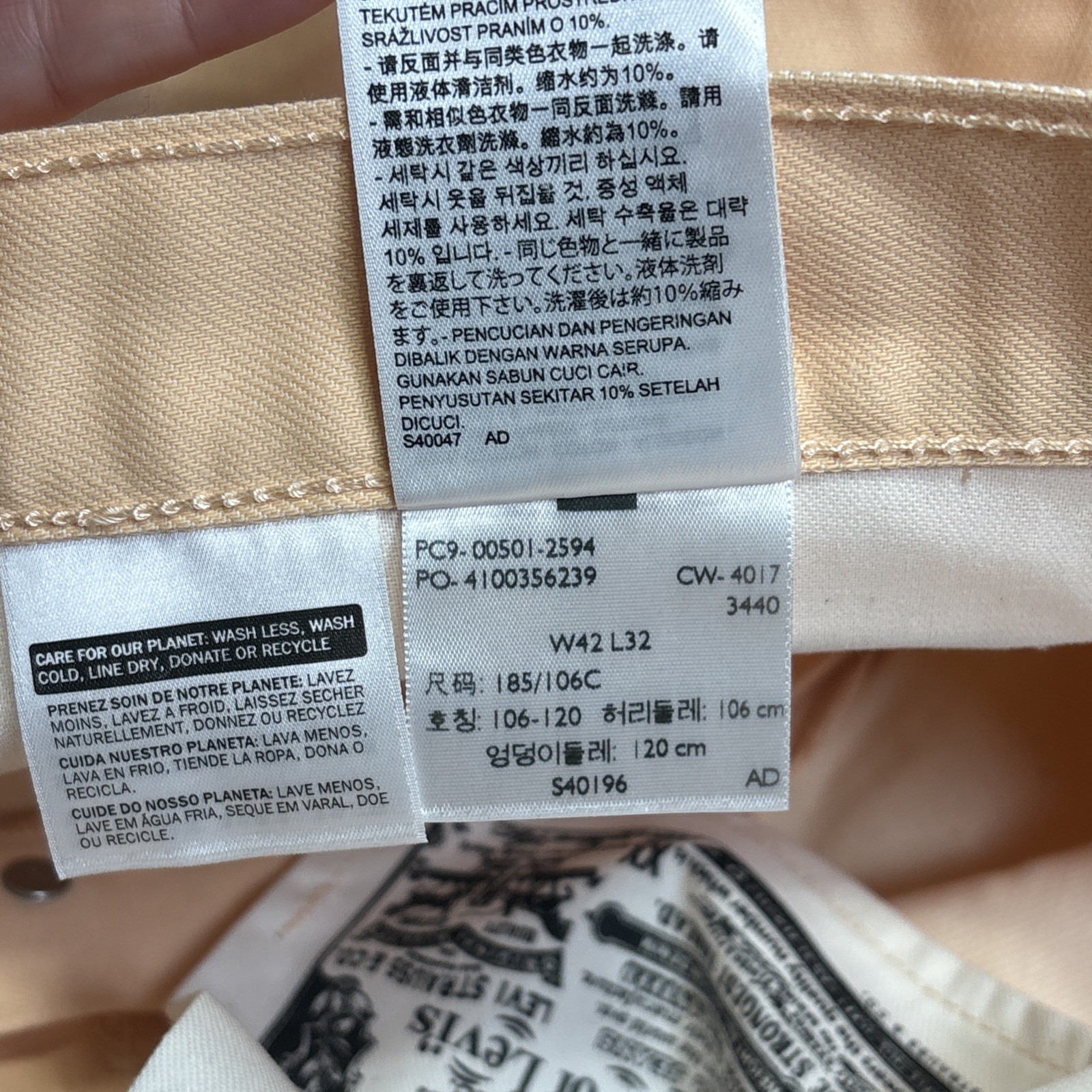 Levi's 501 Jeans Size 42x32 Peach Shrink-To-Fit Denim Fits 42 X 31.5 NEW - View 11