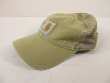 Carhartt Cap Mens One Size Beige Mesh Back Trucker Hat Logo Patch Adjustable