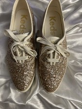 Keds Size 8M Women  s Gold Glittered Platform Sneakers Celebration Pointed NEW 