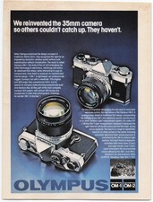 Vintage Olympus 35mm Camera Ad 1970s OM-1 OM-2 SLR Photorealism