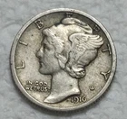 1916 S - Silver Mercury Dime. Estimated Almost Uncirculated 50.  A1426.