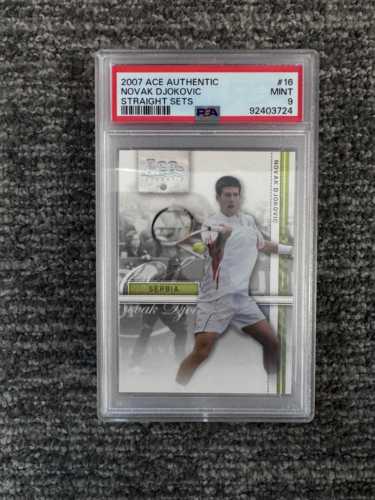 2007 ACE AUTHENTIC Novak Djokovic #16 Straight Sets PSA 9