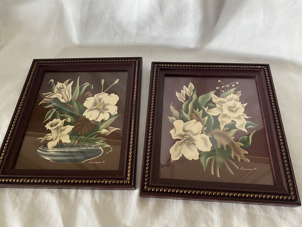 Vintage Mid Century Turner Style Floral Flower Prints Framed