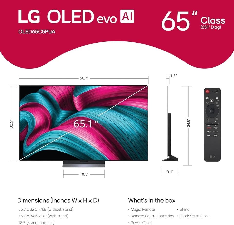 Smart TV LG OLED65C5P 65 pulgadas Clase OLED evo AI C5 4K UHD HDR - Modelo 2025 Foto 2 de 4