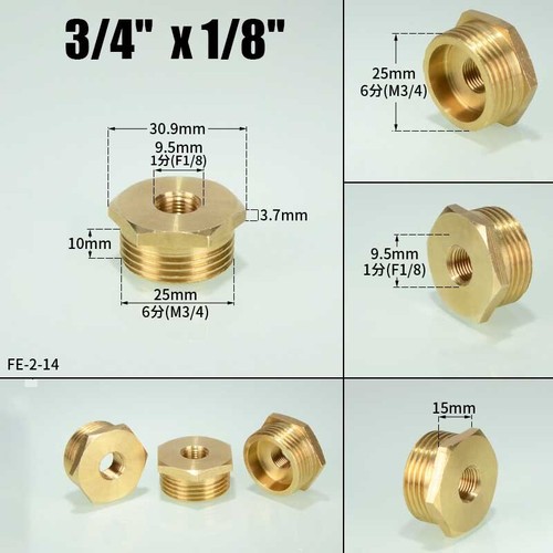Messing Buchse Stecker Buchse Reduzierend Sechskant BSP Adapter Buchse 1/8"" 1/4 ""3/8"" 1/2"" 3/4 - Bild 11 von 16