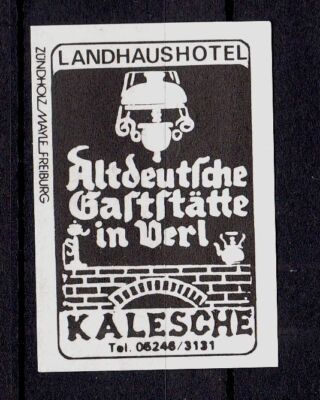 417871/ Zündholzetikett  -  Altdeutsche Gaststätte in Verl   4837 Verl