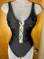 Vintage Union Made In USA Cross Cross Peep Front Swimsuit Medium