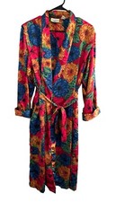 Vintage 80s Beth Michaels Floral Robe Kimono Style Sz Medium Vibrant Colors