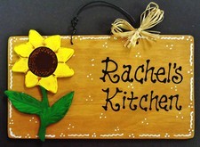 SUNFLOWER Personalized Name KITCHEN SIGN Decor Wall Art Country Wood Plaque