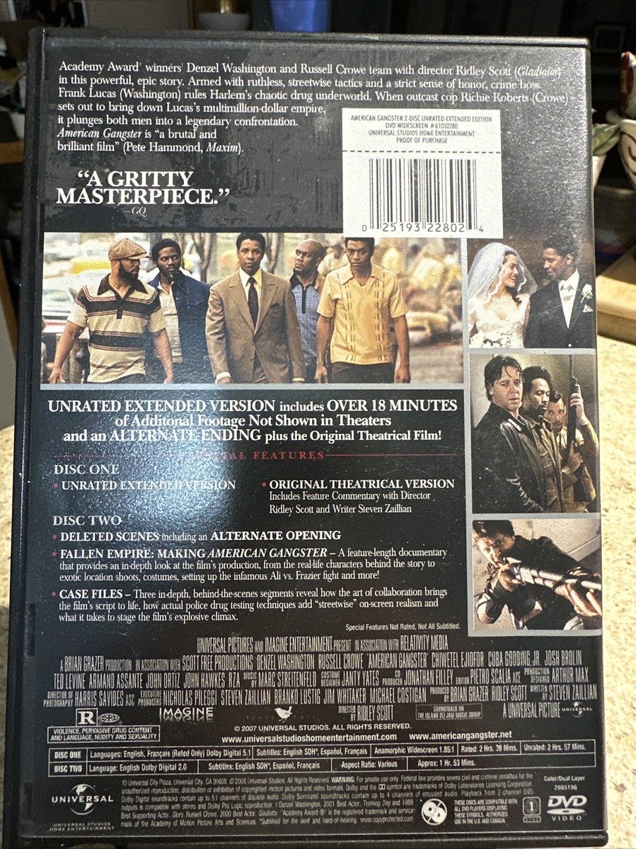 American Gangster (DVD, 2008, 2-Disc Set) 25193228024|