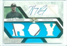 2008 Topps Triple Threads Hanley Ramirez Triple Relic Sapphire Auto #'ed 2/3