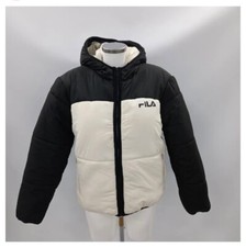 Bnwt Fila Mens Puffer Jacket Black&white Hood Size S