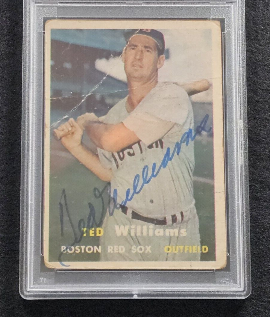 Rare 1957 TED WILLIAMS Signed Topps Card-HOF-BOSTON RED SOX-PSA 10 Auto view 2
