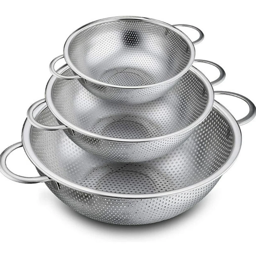 Set of 3 Stainless Steel Micro-Perforated Colanders Strainers for Draining
Opens in a new window or