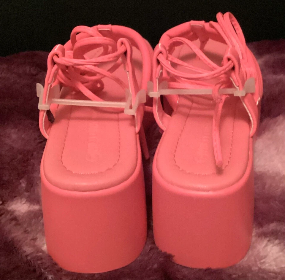 Sandalia Gladiador Plataforma Wild Diva Rosa Neón Talla 9 Foto 3 de 4