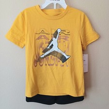 Air Jordan Jumpman Nike Boys Short Set-4T-Yellow Gold-Black