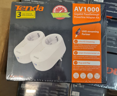 2 x Tenda PH6 AV1000 Gigabit Passthrough Powerline Netzwerk Adapter Kit EU MODELL