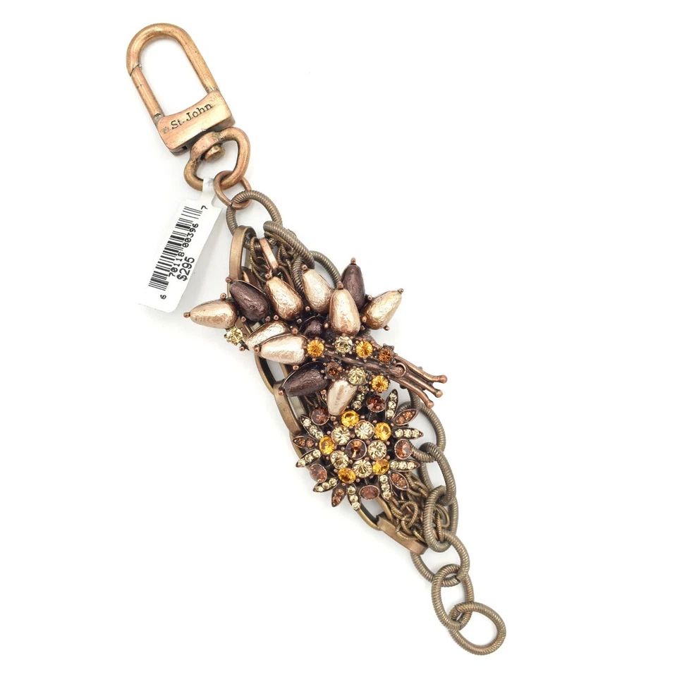Nuevo brazalete ST. JOHN KNITS $295 cobre/marrón cristal imitación perla llamativo nuevo con etiquetas Foto 2 de 4