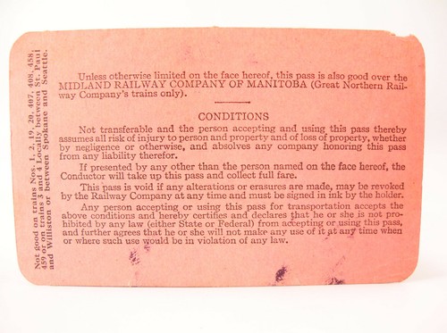 1947 GREAT NORTHERN RAILWAY CO RAILROAD EMPLOYEE PASS #8596 - Picture 2 of 2