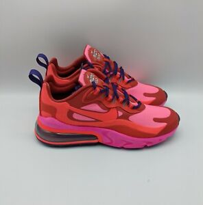 nike red and pink air max 270 react sneakers