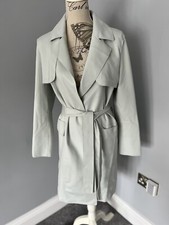 Bnwt Marc Cain Light Green Trench Coat Belted Jacket Size 3