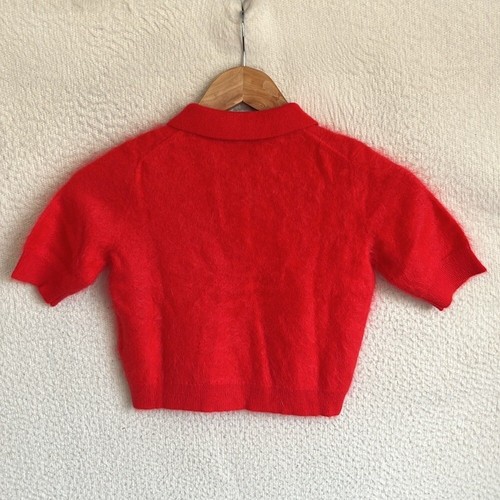J Crew Girls brushed cashmere polo with jewel buttons Size 6 7 Vintage Red - Picture 7 of 11