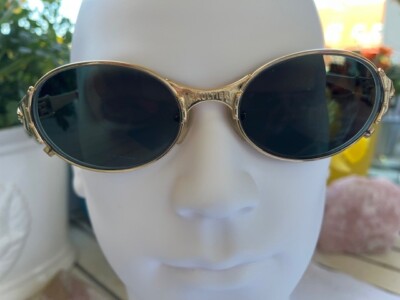 VINTAGE ! JEAN PAUL GAULTIER BRILLE MODELL 56-5106 MIT GOLDAUFLAGE UND HORNBÜGEL