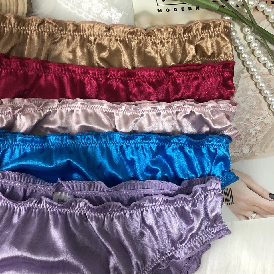 Lot Pack Of 5 Sexy Women Satin Panties Briefs Underwear Nylon High Cut Lingeries - Image 2 of 4