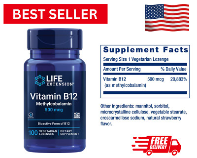Life Extension Vitamin B12 Methylcobalamin 500mcg - 100 count