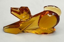 MOSER CZECHOSLOVAKIA AMBER GLASS DOG FIGURINE