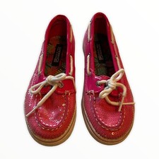 Sperry Biscayne 1 Eye Pink Sparkle Boat Shoes Girls Sz 11.5