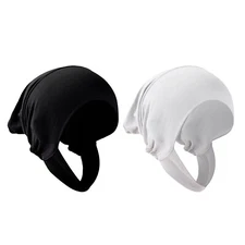 2PCS Women Elastic Hijab Plain Color Undercap Beanie Hat Bonnet Cap Islamic M...