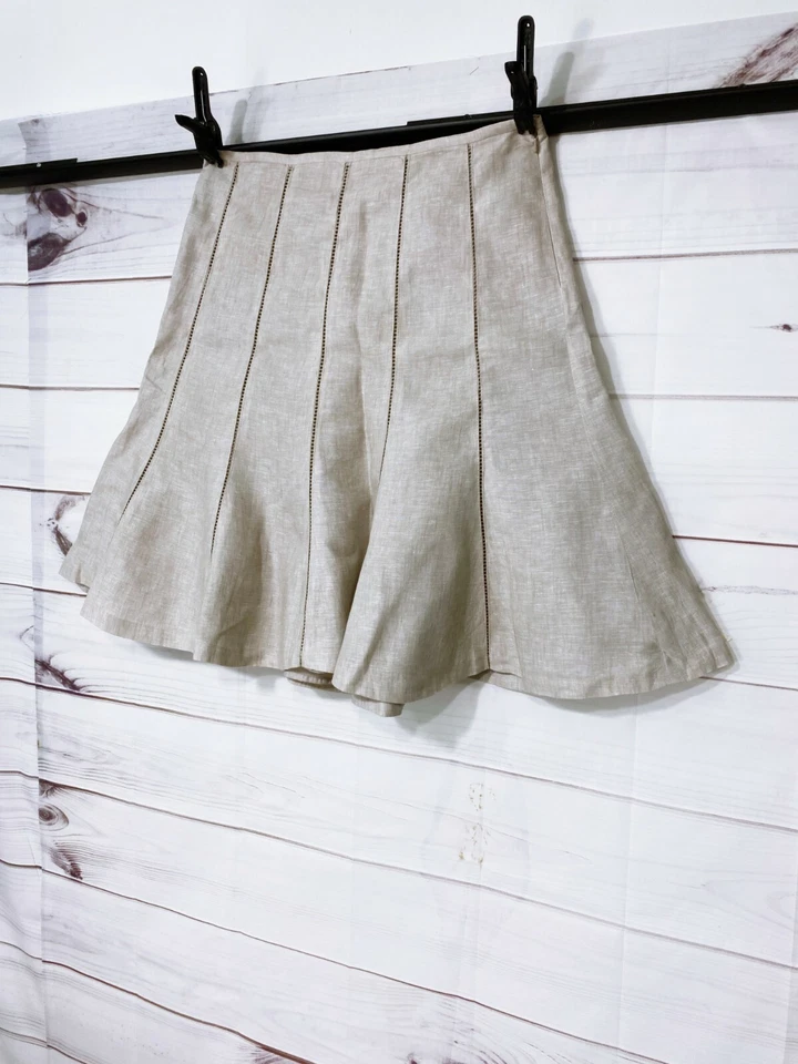 Женская юбка Katherine Barclay размер 14 бежевая с подкладкой сбоку на молнии 100% лен - Изображение 3 из 4