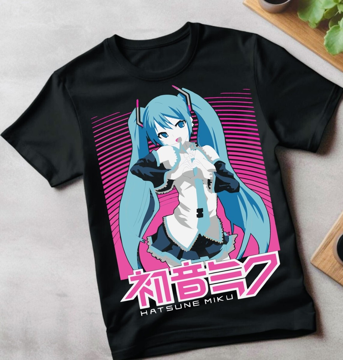 【Anyone more】Miku Open Ribbon T-Shirt Hatsune Miku 7 Original Graphic Art T-shirt - Alternative
