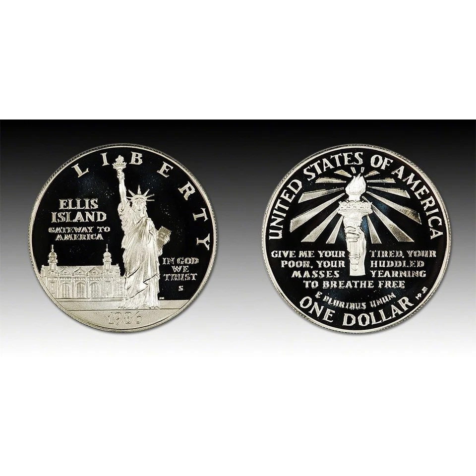1986 S Statue of Liberty & Ellis Island Silver $1 Commemorative Proof Dollar - Image 3 of 3