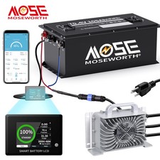 36V 48V 72V 105Ah Golf Cart LiFePO4 Lithium BT Battery 200A BMS Monitor Charger