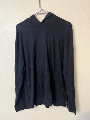 Vince L Blue Wool Cashmere Soft Pullover Raglan Sleeve Hoodie Sweater