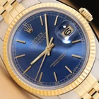 ROLEX MENS DATEJUST 16013 BLUE DIAL 18K YELLOW GOLD STAINLESS STEEL WATCH