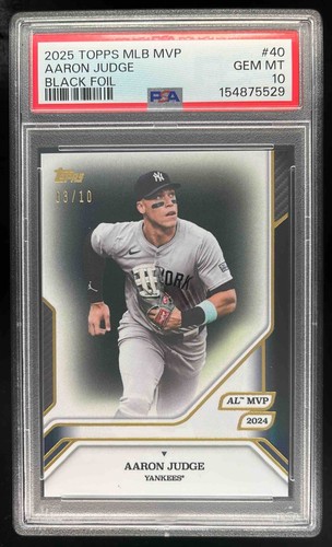 2025 Topps MVP Collection Aaron Judge Black Foil /10 #40 New York Yankees PSA 10