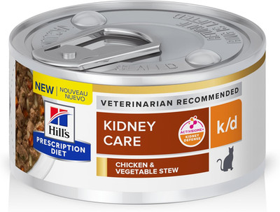K/D Kidney Care Wet Cat Food, Chicken & Vegetable Stew, 2.9 Oz. Cans, 24-Pack
