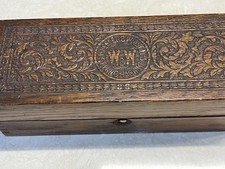 Antique Wheeler & Wilson Carved Oak Wood Sewing Machine Box Accessory Vintage