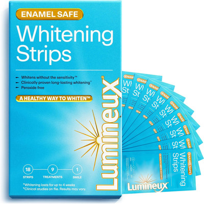 Teeth Whitening Strips Kit - 9 Treatments (1 Month) - Peroxide Free - Enamel Saf