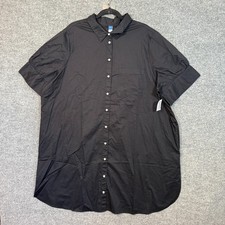 Old Navy Shirt Dress Womens 2XL Black Short Sleeve Button Front Plus Size NEW