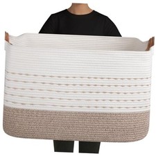 108L Extra Large Blanket Basket Rectangle 25  x16  x16  Gradient Light Brown