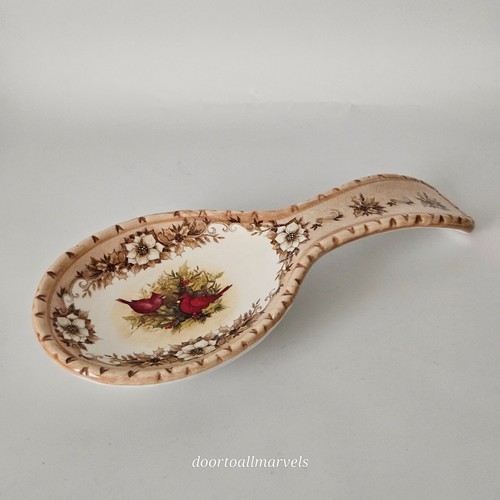 Cracker Barrel Susan Winget Spoon Rest Stoneware Red Cardinals Country Holiday
