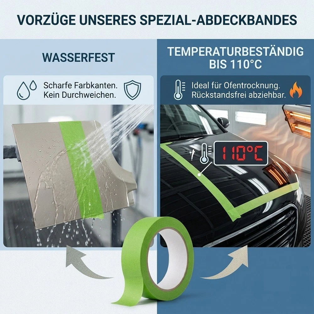 Craft-Equip 1 Karton 48 Rollen 18mm Abdeckband Grün 110°C Klebeband Kreppband