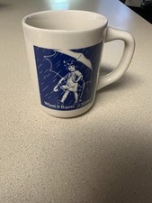 Morton Salt When It Rains It Pours Advertising Mug White Blue