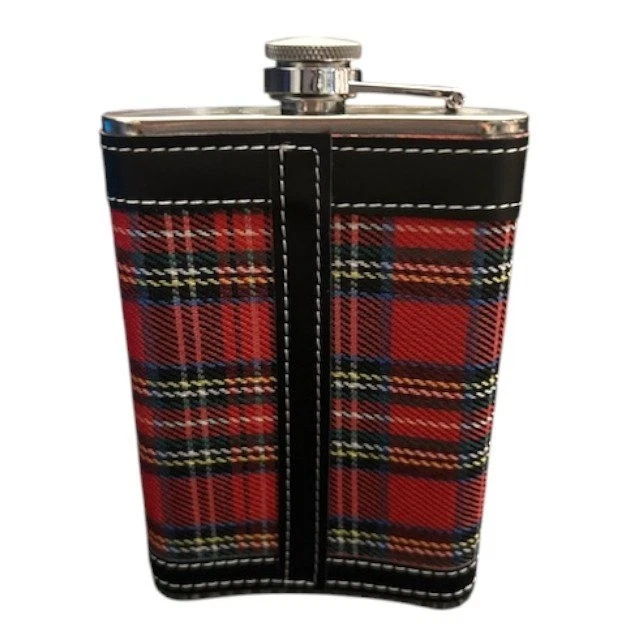 Frasco de cadera escocés tartán 9 oz acero inoxidable 9 oz licor rojo a cuadros tradición Foto 2 de 4