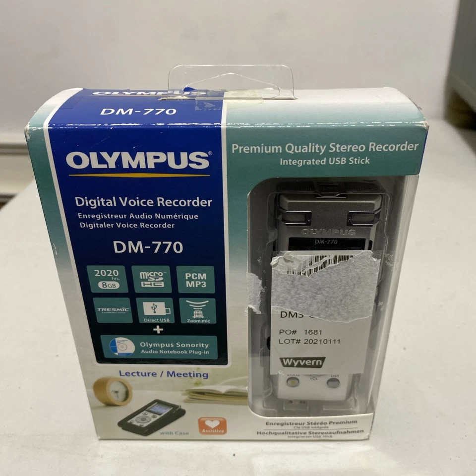 Olympus DM‑770 Digital Voice 8GB Lecture/Meeting Recorder *New Opened* - Image 3 of 4